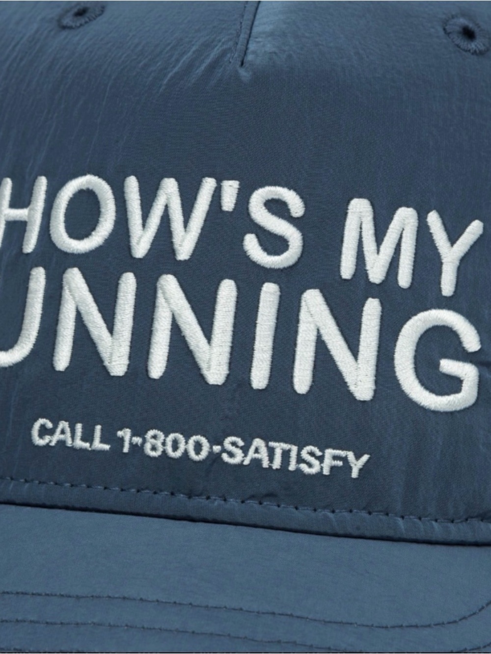 How's My Running Embroidered Navy Cap